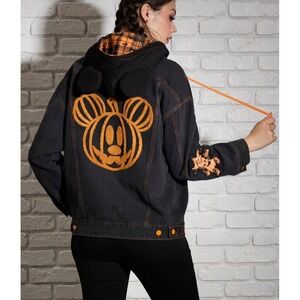 NWT! Her Universe Disney Halloween Mickey Mouse Denim Hooded Jacket Womens Large